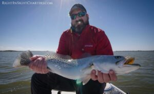 spotted seatrout, fly fishing, trout on fly, east cape skiffs, new smyrna beach fishing, canaveral national seashore, charter guide, florida fishing, florida, visit florida, new smyrna outfitters,